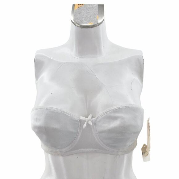 VINTAGE Empire Intimates 34C 90's DEADSTOCK White Strapless Bridal Bra A20 - Picture 1 of 3